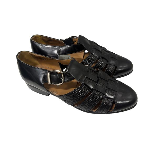 Stacy Adams Men’s 9.5M Black Woven Leather Fisherman Sandals Buckle Dress Casual main image 7